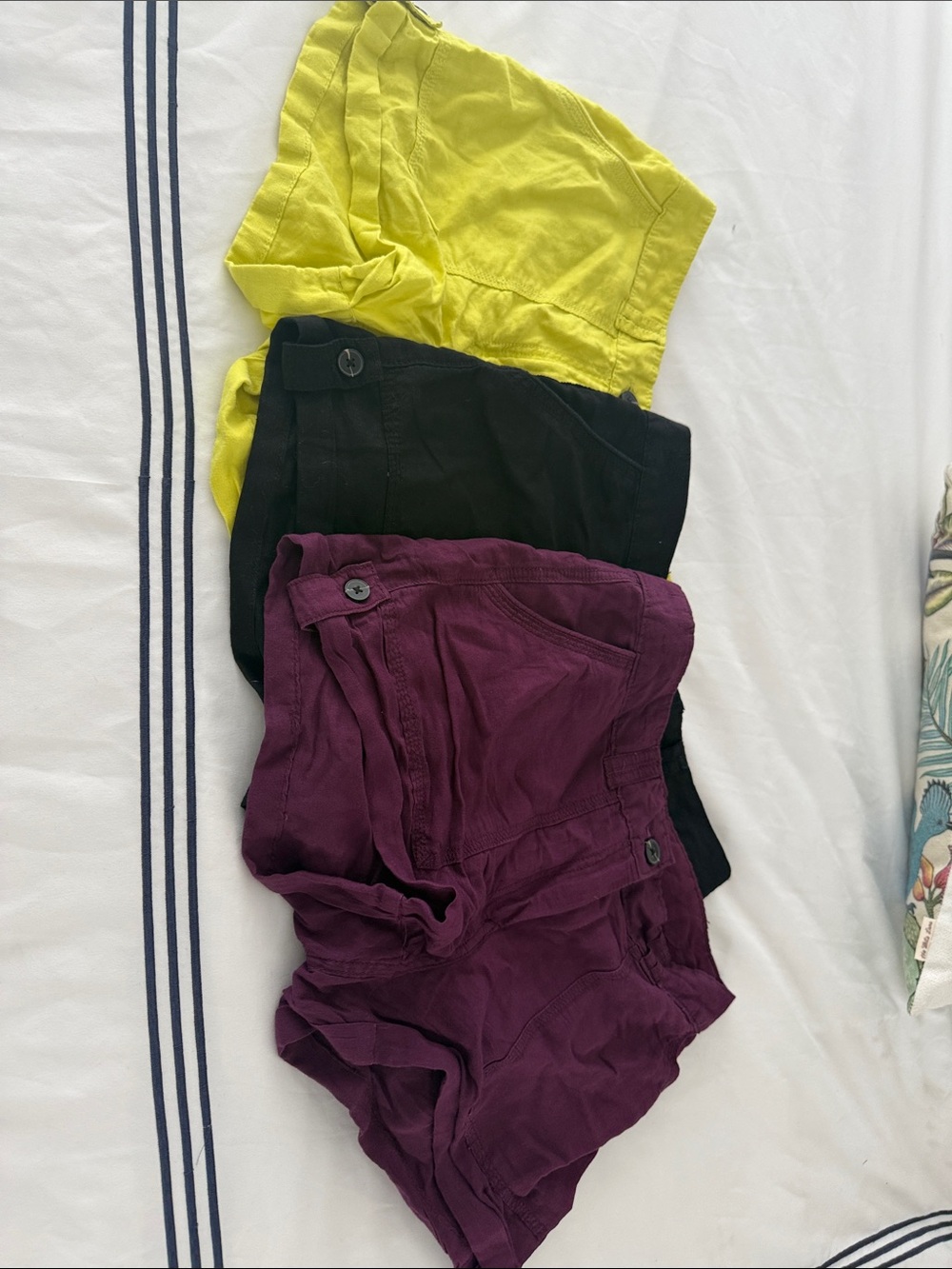Women’s H&M  linen Shorts - Summer Casual 3 pairs: lime green, puple, black